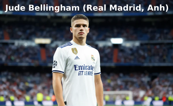 Top 10 cầu thủ tài năng và đẹp trai nhất làng bóng đá Châu Âu 2 Jude Bellingham (Real Madrid, Anh)