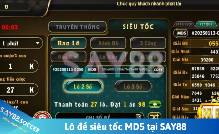 Lô đề online - Chơi quay xổ số online nhanh tỷ lệ đổi thưởng cao 2 Lô đề say88