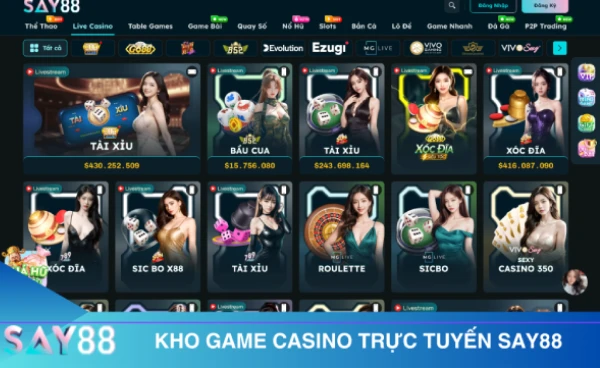 Casino trực tuyến SAY88 - Trải nghiệm casino online uy tín 2 Kho game casino Say88soccer